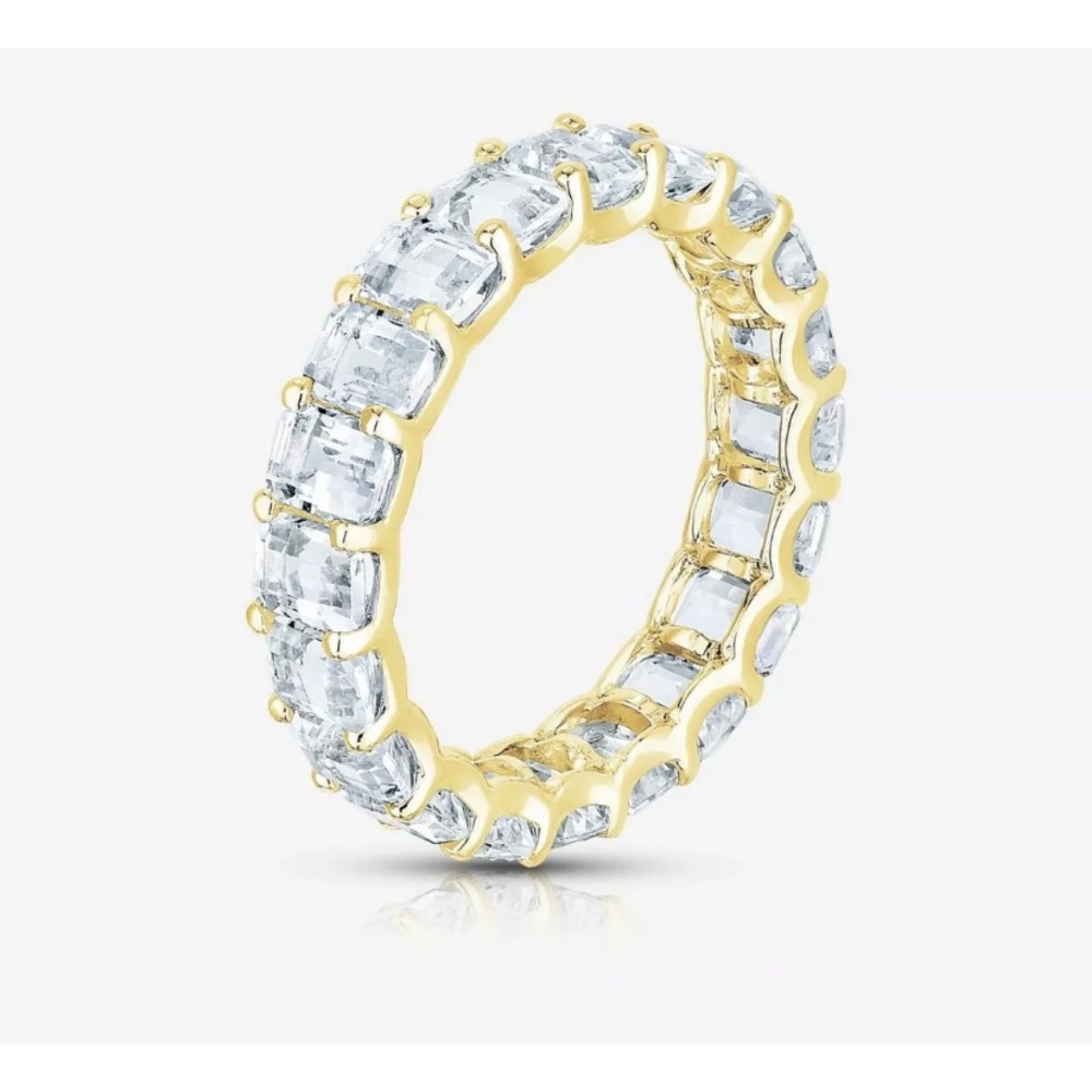 Ring Concierge Emerald Cut White Topaz Eternity Band Size 6